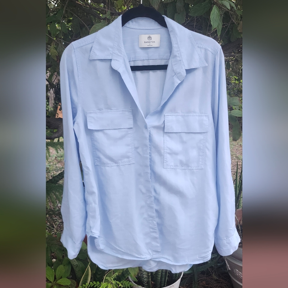 Babaton Sky Blue Striped Blouse